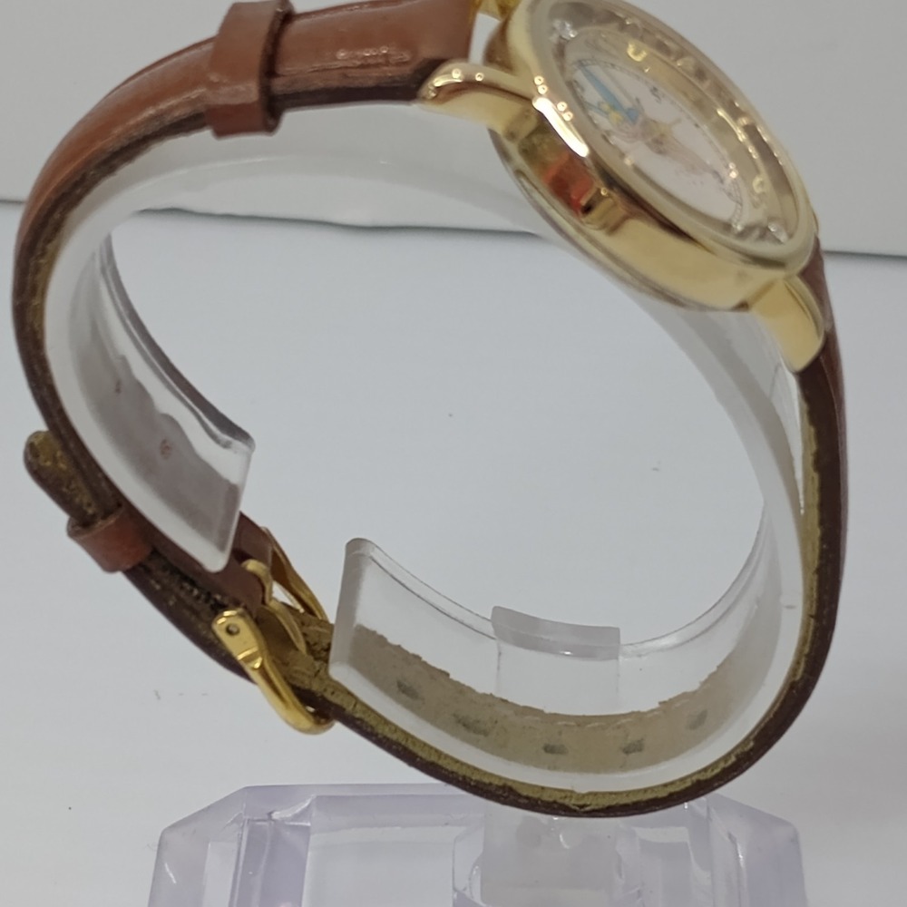 Disney Tinker Bell Floating Rhinestones Gold Tone Quartz Time Works New Battery - Picture 5 of 11